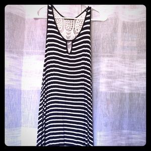 Navy Blue & Creamy White Striped Sundress